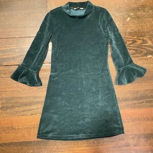 Winter green velvet dress